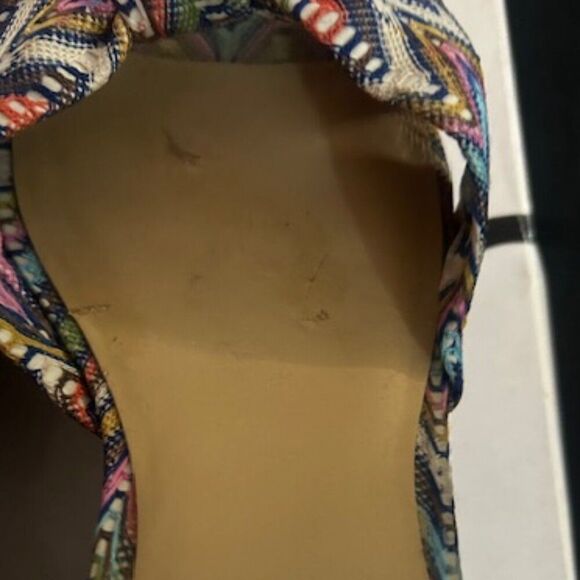 Nine West Multi-color Electrico open toe Cork heel wedge shoes, size 10 1/2 - Picture 4 of 9